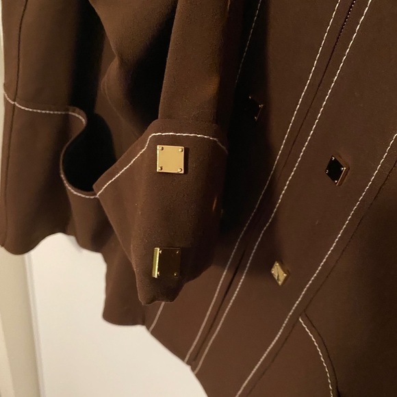 St.John Brown Zipper Down Woman Top Jacket Size M - Picture 4 of 10